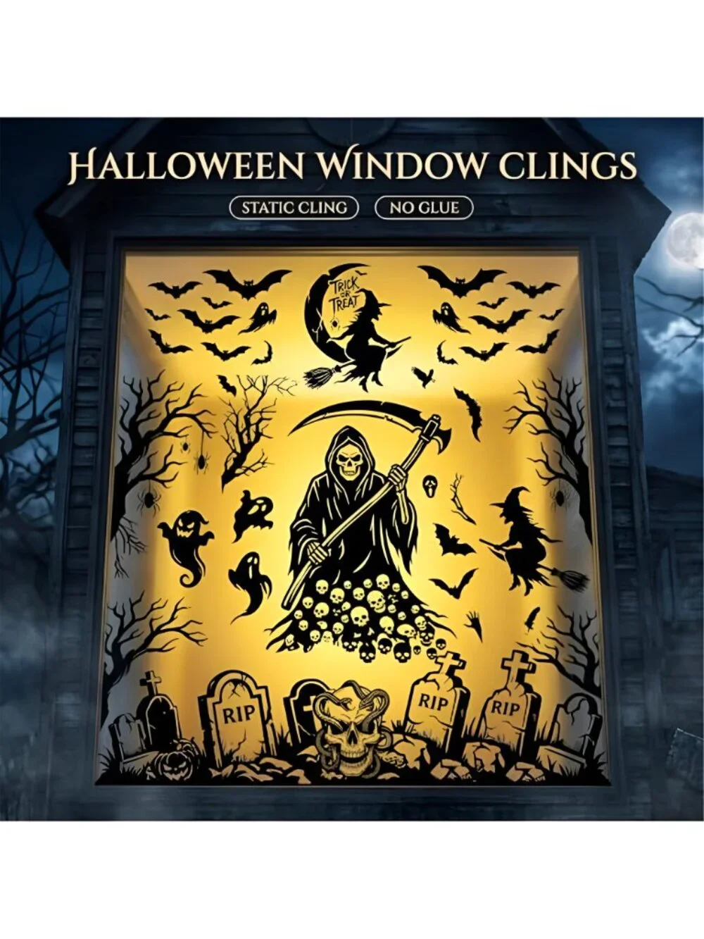 Halloween Window Clings, DIY Gothic Window Decorations for Home